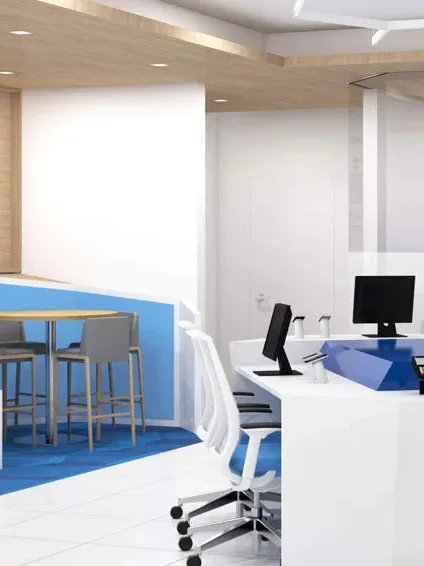 Bank branch counters and desks